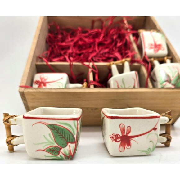 Vintage Ceramic Teapot Set Floral Dragonfly Design With Bamboo Handle je172 - Picture 12 of 16